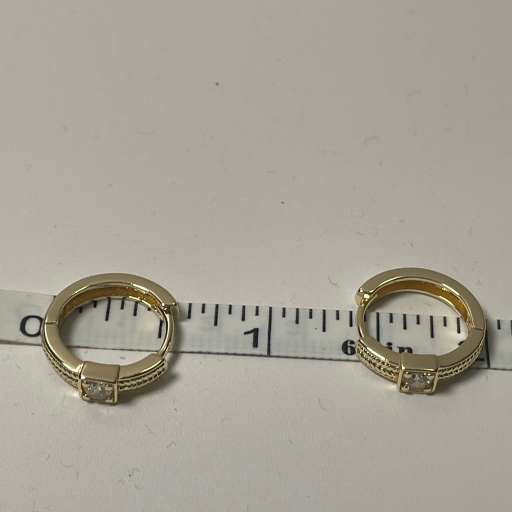 Elegant Gold Hoop Earrings - cubic zirconia stones. NWOT